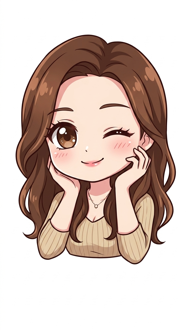 볼 받치고 윙크